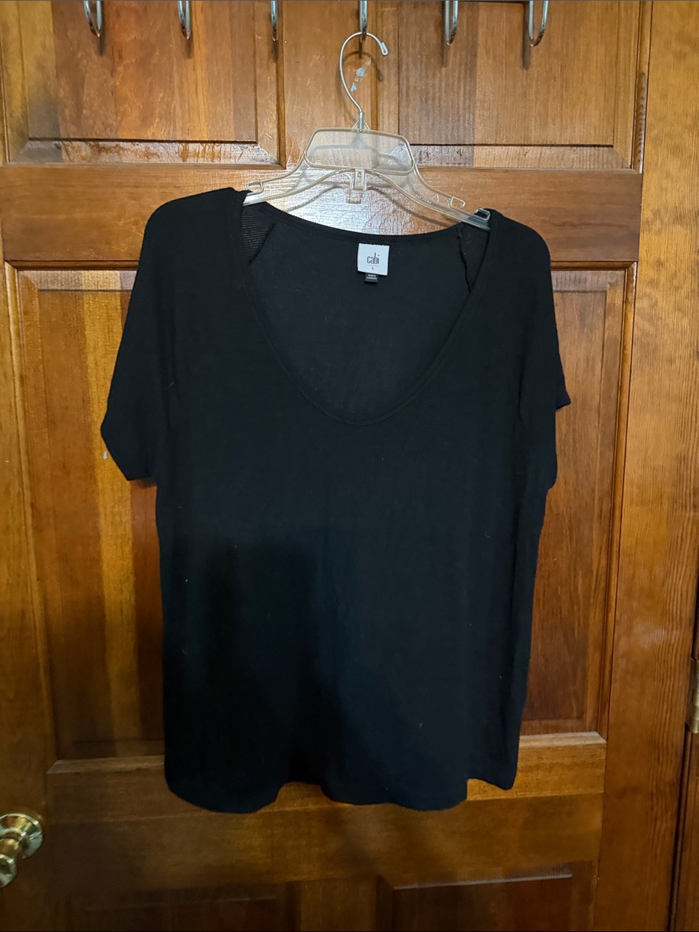 CAbi Black Scoop Neck Short Sleeve Top